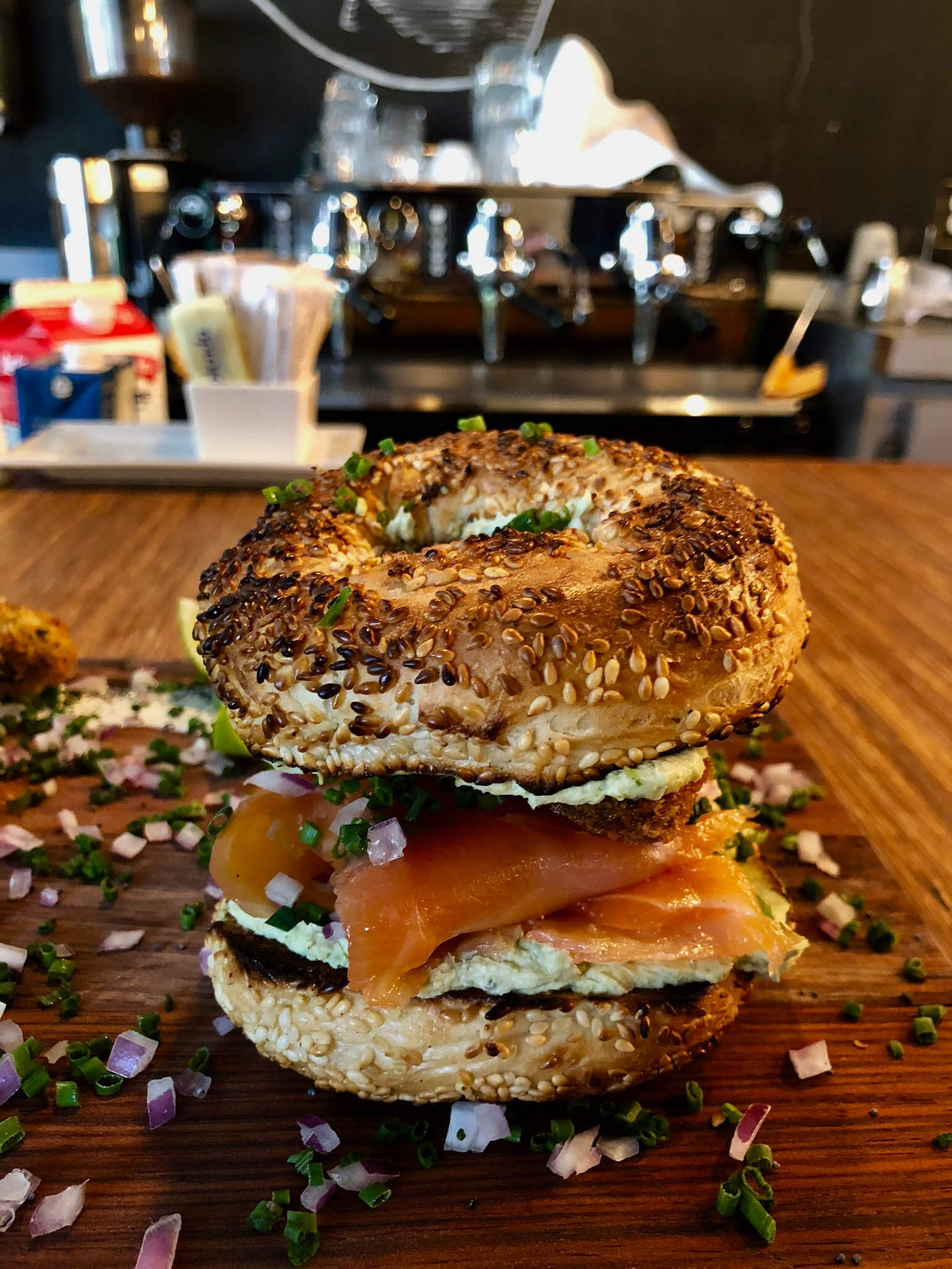 Montreal bagel and lox for brunch
