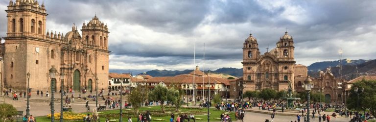 panorama of plaza de armas in cusco peru