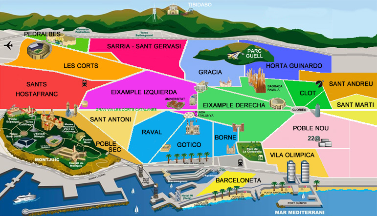 BCN barrio map Itineraries